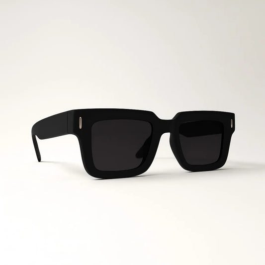Premium Matte Black Square Sunglasses for Men & Women – UV400 Protection